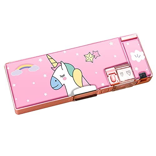 Federmäppchen, Pop up Multifunktions Mäppchen Federmäppchen Niedliches Cartoon Muster Federmäppchen mit Eingebauter Spitzer Tragbar Doppelseitig Federtaschen, Bestes Geburtstagsgeschenk (Rosa) von Wisecoco
