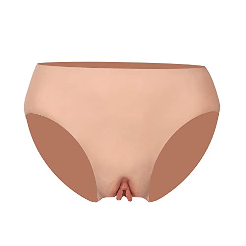 Wisfancy Silikon Fake Vagina Höschen Realistische Sissy Hosen Verstecken Gaff Boxer Briefs Männer Tanga für Transgender Dragqueen Crossdresser Cosplay, Braun von Wisfancy