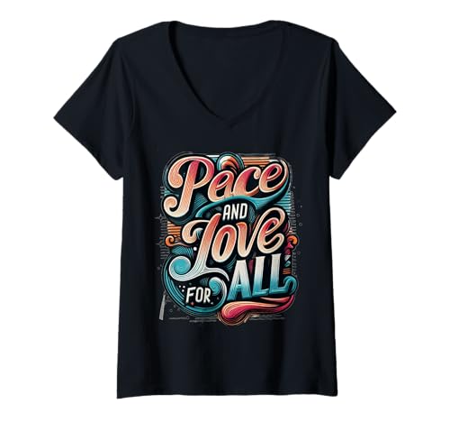 Damen Frieden und Liebe für alle Liebe inspiriert Frieden Zusammen gedeihen wir T-Shirt mit V-Ausschnitt Damen Frieden und Liebe für alle Liebe inspiriert Frieden Zusammen gedeihen wir T-Shirt mit V-Ausschnitt von Wish You Get