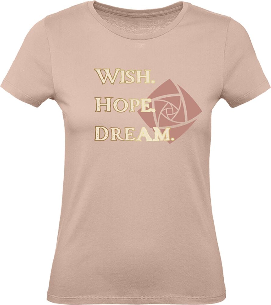 Wish - Disney T-Shirt - Wish. Hope. Dream. - S bis XXL - für Damen - Größe M - altrosa  - Lizenzierter Fanartikel von Wish