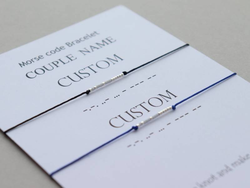 Benutzerdefinierte Morse-Code Armband Set Schmuck von WishANDdesign