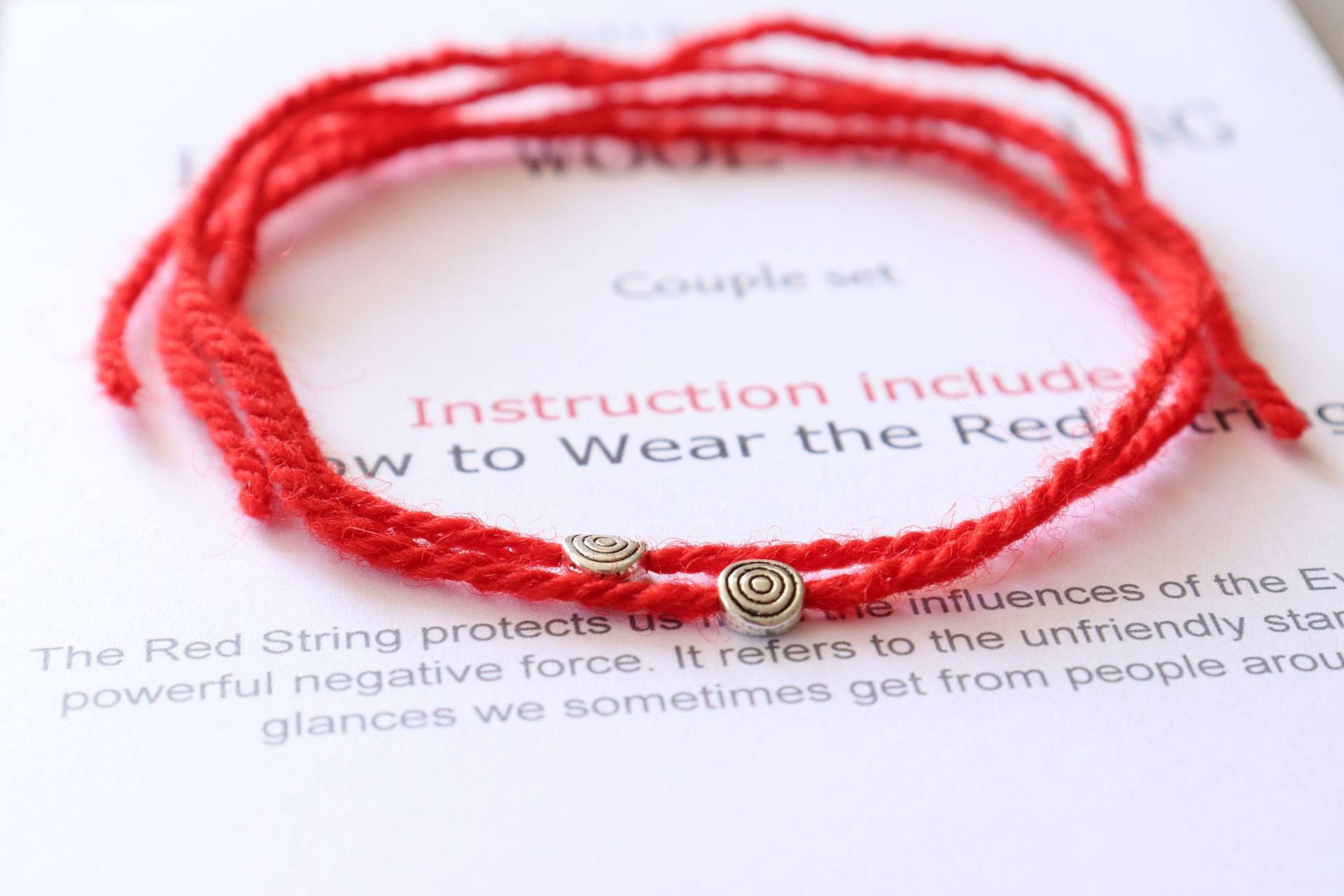 Rote Wolle Armband Set Spiral Charm, Schutz von WishANDdesign