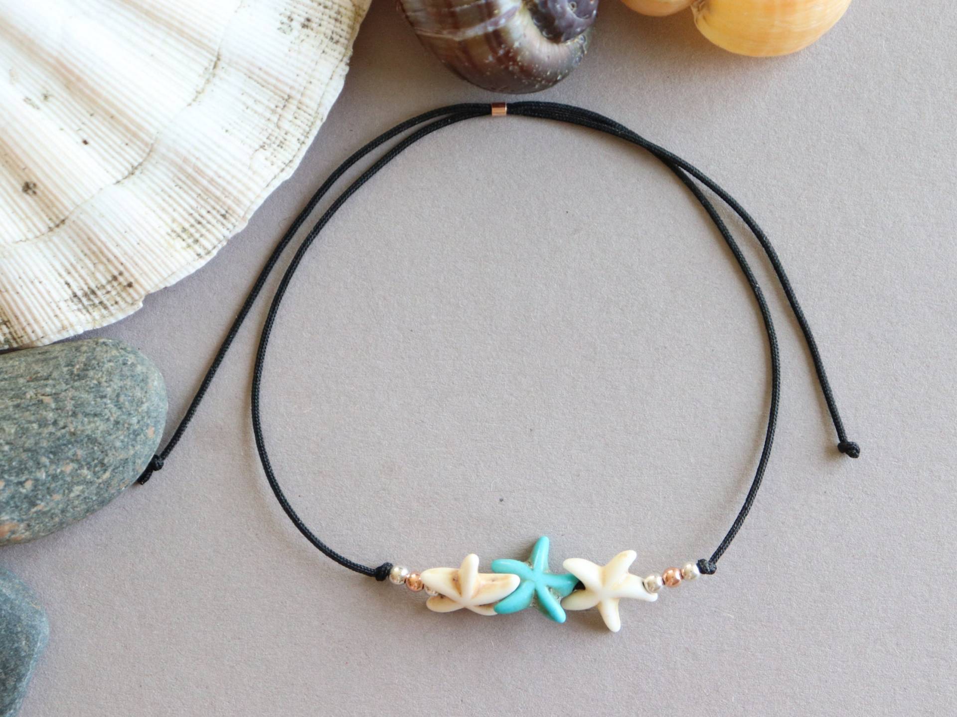 Seestern Fußkettchen Armband Sterling Silber Perlen Strand Schmuck von WishANDdesign