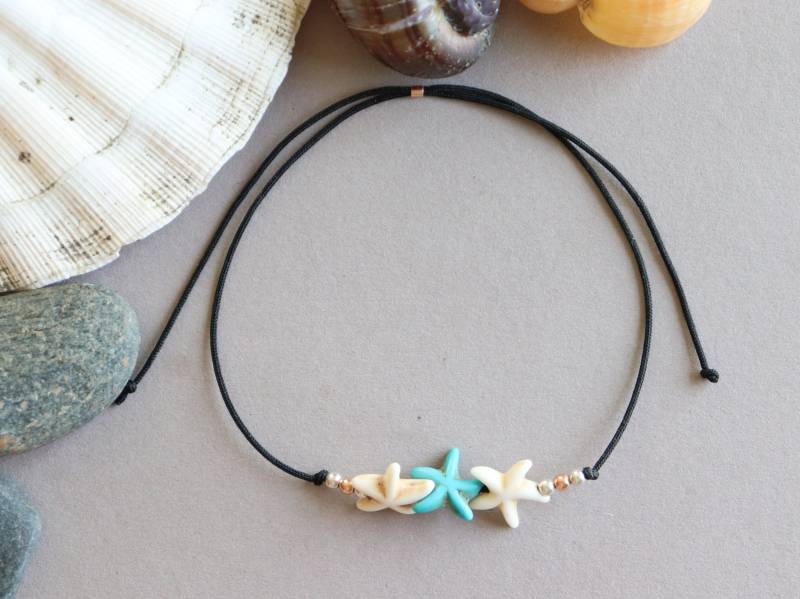 Seestern Fußkettchen Armband Sterling Silber Perlen Strand Schmuck von WishANDdesign