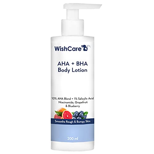 WishCare 10 % AHA + 1 % BHA Bodylotion für Männer und Frauen, Körperlotion für trockene Haut, entwirrt, glättet raue und unebene Haut, 200 ml von WishCare