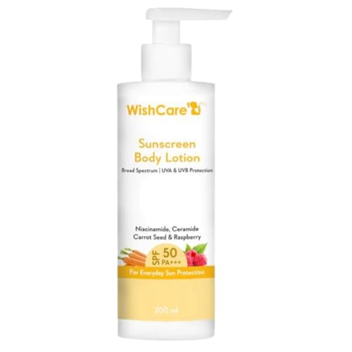 WishCare LSF50 Sunscreen Body Lotion - Broad Spectrum - UVA- und UVB-Schutz ohne Weißguss - mit Karotten- und Himbeersamen - für Männer und Frauen - 200 ml von WishCare