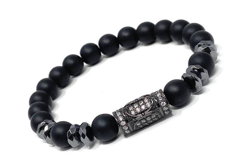 8 Mm Matte Onyx Stein Armbänder | Cz Pave Charme Armreif Chakra Armband Hämatit Bead Surfer Herren Vatertagsgeschenke von WishSilverJewelry