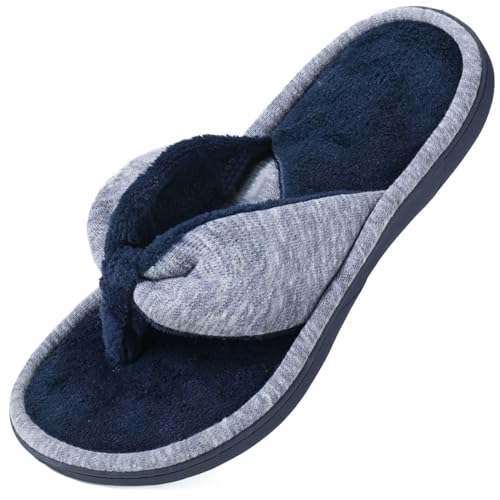 Wishcotton Damen Memory Foam Zehentrenner, verstellbare Terry gemütliche Spa Flip Flops von Wishcotton