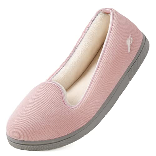 Wishcotton Hausschuhe Damen Leichte und Atmungsaktive Slip On Slippers Bequeme Pantoffeln Memory Schaum mit rutschfester Gummisohle für Innen & Außen, Rosa, 40EU von Wishcotton