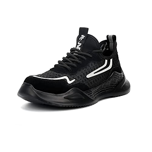 Wishes Arbeitsschuhe Herren Damen Sicherheitsschuhe mit Stahlkappen Leicht Schutzschuhe Atmungsaktiv Schuhe Sportlich rutschfeste Schwarz Blau 853darkblack45 von Wishes