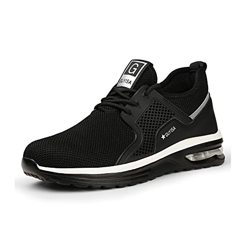 Wishes Arbeitsschuhe Herren Damen Sicherheitsschuhe s3 Leicht Stahlkappen Schutzschuhe Leicht Sportlich Atmungsaktiv Arbeitsschutzschuhe Unisex Anti-Smashing Anti-Piercing 2096blackwhite37 von Wishes