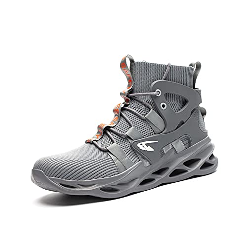 Wishes Arbeitsschuhe Herren Sicherheitsschuhe Damen S3 Leicht Stahlkappenschuhe Sportlich Atmungsaktiv Schutzschuhe rutschfeste Stahlkappe Sneaker Schwarz Grau 799grey44 von Wishes