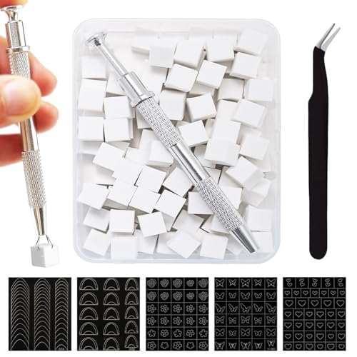 WishesMar 100 Stück Weiß Nail Art Schwamm zum Gradient Nagel-design zu Erstellen mit Metallgreifer, 5 Blätter Nagel Schablonen Aufkleber Pinzette, Nagel Pinsel Sponge Brush Applikator Zubehör WishesMar 100 Stück Weiß Nail Art Schwamm zum Gradient Nagel-design zu Erstellen mit Metallgreifer, 5 Blätter Nagel Schablonen Aufkleber Pinzette, Nagel Pinsel Sponge Brush Applikator Zubehör von WishesMar