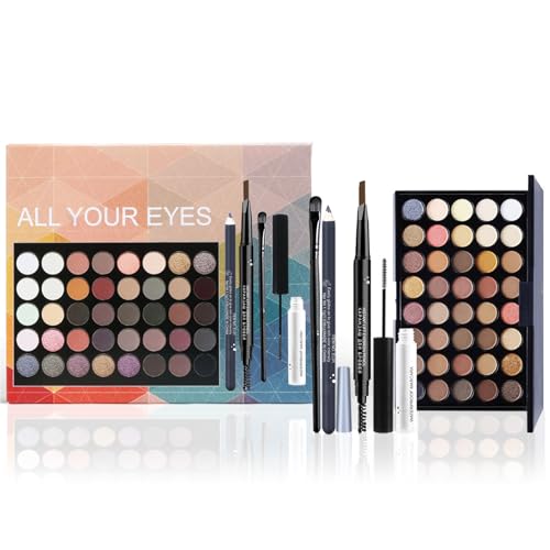 WishesMar Komplettes Set an Kosmetika für Augen Alles in Einem Schminkset für Augen - Voll Make-up Sets mit Lidschatten Eyeliner Augenbraue Maskara Make-up Pinsel #A von WishesMar