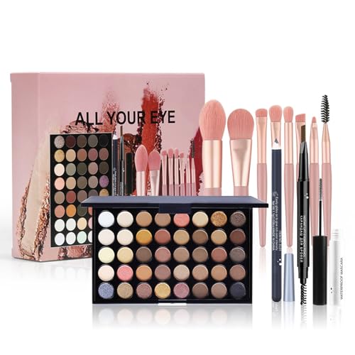WishesMar Komplettes Set an Kosmetika für Augen Alles in Einem Schminkset für Augen - Voll Make-up Sets mit Lidschatten Eyeliner Augenbraue Maskara Make-up Pinsel #B von WishesMar