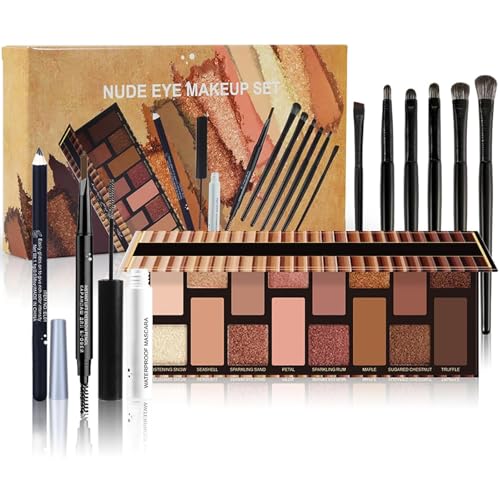 WishesMar Voll Make-up Sets mit 16 Farben Lidschatten Eyeliner Augenbraue Maskara Make-up Pinsel - Komplettes Set an Kosmetika für Augen Alles in Einem Schminkset für Augen Make up von WishesMar