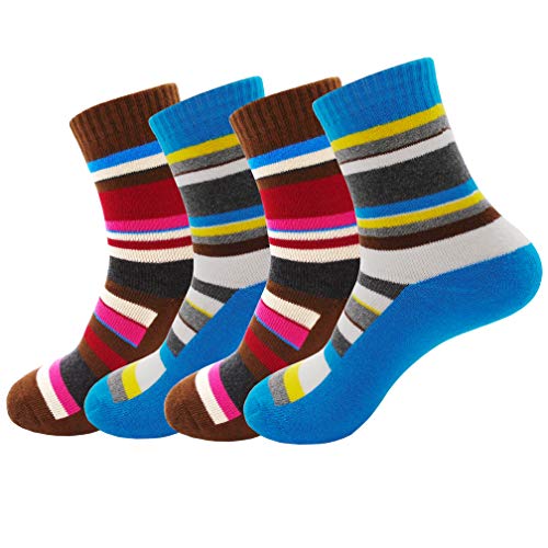 4 Paar Damen Wandersocken – UK-Größe 35-40, Anti-Blasen, weich, warm, bequem, atmungsaktiv, natürliche Baumwolle, gepolstert, gut für Outdoor-Sport, Sport, Laufen, Trekking, Golf, Yoga, Camping von Wishinn