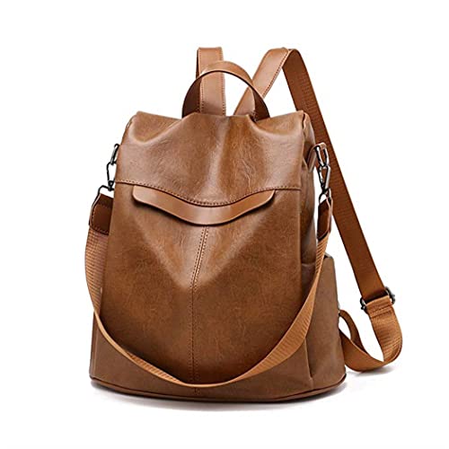 Wishliker Damen Rucksack Anti Diebstahl wasserdichte Leder Multifunktions Schultaschen,Braun von Wishliker