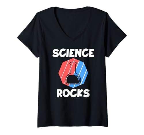 Damen Wissenschaft Rockt Chemie Humor für Nerds T-Shirt mit V-Ausschnitt von Wissenschaft Fans Lustige Chemie Spruch