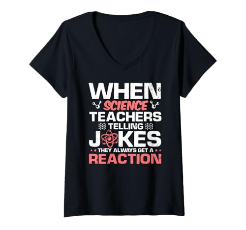 Damen Wenn Naturwissenschaftslehrer scherzen reagiert jeder T-Shirt mit V-Ausschnitt Damen Wenn Naturwissenschaftslehrer scherzen reagiert jeder T-Shirt mit V-Ausschnitt von Wissenschaft Humor Lehrer