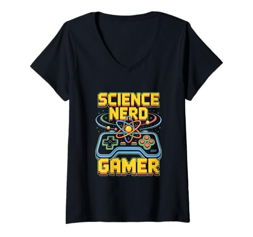 Damen Science Nerd Gamer Wissenschaft Gaming Controller T-Shirt mit V-Ausschnitt Damen Science Nerd Gamer Wissenschaft Gaming Controller T-Shirt mit V-Ausschnitt von Wissenschaft Nerd Gaming Physik Chemie Astronomie