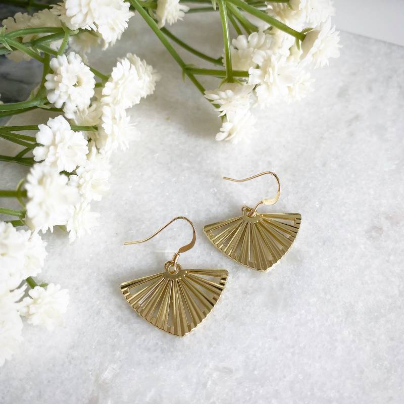 Goldfächer Ohrringe Art Deco Stil Goldfächer Ohrringe Art Deco Stil von WisteriaLondon