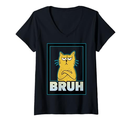Damen Pinsel Cat Silly T-Shirt mit V-Ausschnitt Damen Pinsel Cat Silly T-Shirt mit V-Ausschnitt von Wistful