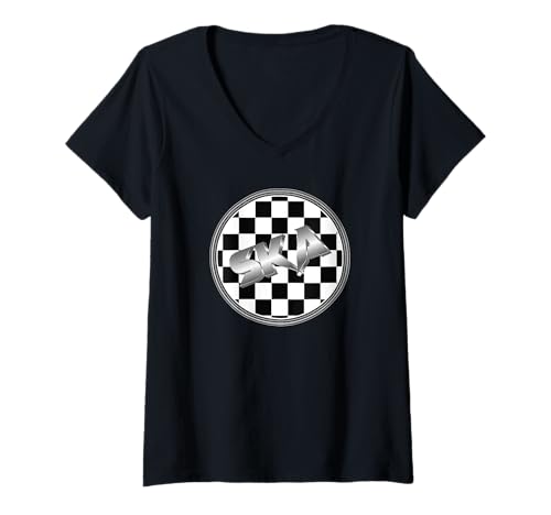 Damen Ska Circle Musikfan T-Shirt mit V-Ausschnitt Damen Ska Circle Musikfan T-Shirt mit V-Ausschnitt von Wistful