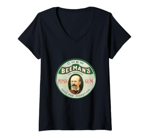 Damen Vintage Beeman's Pepsin Zahnfleischdose T-Shirt mit V-Ausschnitt Damen Vintage Beeman's Pepsin Zahnfleischdose T-Shirt mit V-Ausschnitt von Wistful
