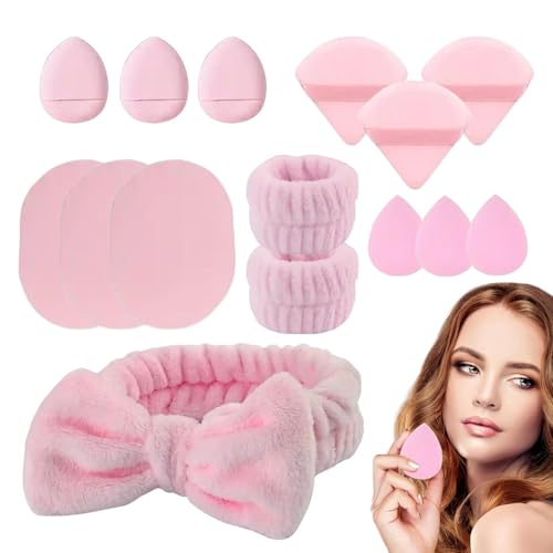 Gesichtswasch-Stirnband und Armband-Set, Spa-Stirnband mit Armbändern zur Hautpflege und Make-up-Entfernung, Kosmetik-Puff-Set zum Waschen des Gesichts, Haar-Accessoires, weiches und bequemes Set für von Wisylizv
