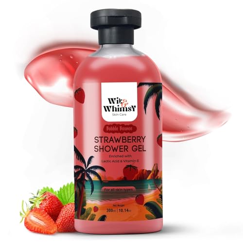 Wit & Whimsy Bubble Bounce Strawberry Shower Gel Enriched with Lactic Acid & Vitamin E | Moisturizing Body Wash for Men & Women | Refreshing & Hydrating Body Cleanser for All Skin Type- 300ml(10.14Oz) Wit & Whimsy Bubble Bounce Strawberry Shower Gel Enriched with Lactic Acid & Vitamin E | Moisturizing Body Wash for Men & Women | Refreshing & Hydrating Body Cleanser for All Skin Type- 300ml(10.14Oz) von Wit and Whimsy