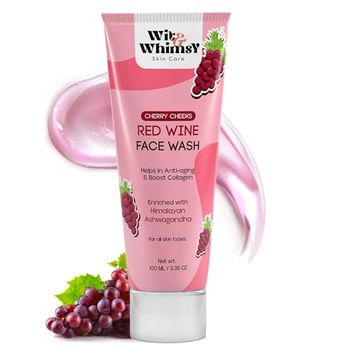 Wit & Whimsy Cherry Cheeks Red Wine Face Wash with Himalayan Ashwagandha Extract | Collagen Booster Face Cleanser for Men & Women | Skin Refreshing Facewash for All Skin Type - 100ml (3.38 Oz) von Wit and Whimsy