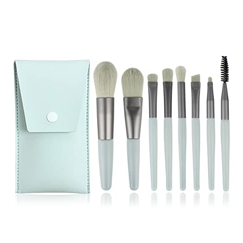 Pinselset Makeup, 8 Stück Make Up Pinsel Set Foundation Pinsel Schminkpinsel Set Lidschatten Pinselset Concealer Pinsel Eyeliner Pinsel Brush Augenbrauen Pinsel Kosmetikpinsel (Hellgrün + Ledertasche) von WitBicg