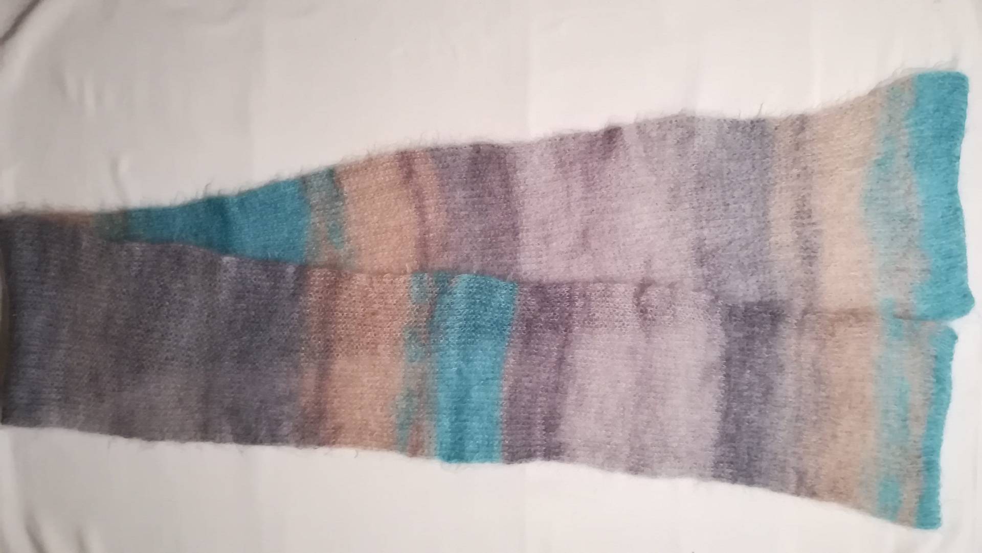 Schal. Handgestrickt. Mohair-Seide. 180x20cm. Türkis, Graublau, Grau, Beige Schal. Handgestrickt. Mohair-Seide. 180x20cm. Türkis, Graublau, Grau, Beige von WitaStricken