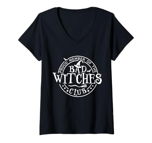 Damen Bad Witches Club Halloween Feier sarkastisches Zitat lustig T-Shirt mit V-Ausschnitt Damen Bad Witches Club Halloween Feier sarkastisches Zitat lustig T-Shirt mit V-Ausschnitt von Witch Halloween Celebration Sarcastic Quote
