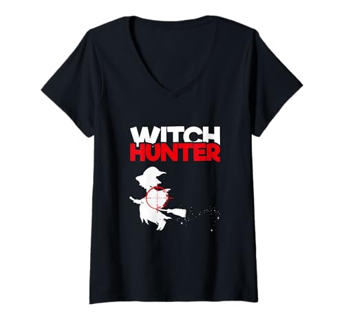 Damen Hexenjagd Halloween Hexerei Liebhaber Lustiger Hexenjäger T-Shirt mit V-Ausschnitt Damen Hexenjagd Halloween Hexerei Liebhaber Lustiger Hexenjäger T-Shirt mit V-Ausschnitt von Witch Hunter Witch Hunting Halloween Gift