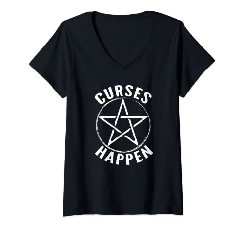 Damen Hexerei Pentagramm Shirt Fluche Happen lustige Hexensprüche T-Shirt mit V-Ausschnitt Damen Hexerei Pentagramm Shirt Fluche Happen lustige Hexensprüche T-Shirt mit V-Ausschnitt von Witch Pentacle Designs