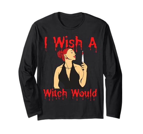 Ich wünschte, eine Hexe würde lustiger Halloween-Spaß für Frauen, Melanin, Schwarz Langarmshirt Ich wünschte, eine Hexe würde lustiger Halloween-Spaß für Frauen, Melanin, Schwarz Langarmshirt von Witch Please Funny Halloween Melanin Black Women