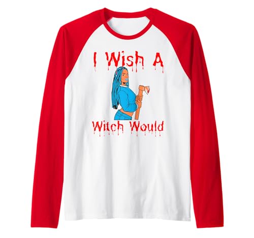 Ich wünschte, eine Hexe würde lustiger Halloween-Spaß für Frauen, Melanin, Schwarz Raglan Ich wünschte, eine Hexe würde lustiger Halloween-Spaß für Frauen, Melanin, Schwarz Raglan von Witch Please Funny Halloween Melanin Black Women