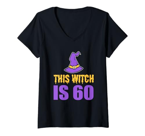 Damen Hexe ist 60 Seniorin T-Shirt mit V-Ausschnitt Damen Hexe ist 60 Seniorin T-Shirt mit V-Ausschnitt von Witch is 60