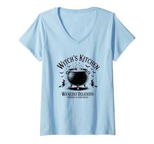Damen Witch's Kitchen Unglaublich köstlich, zaubert T-Shirt mit V-Ausschnitt Damen Witch's Kitchen Unglaublich köstlich, zaubert T-Shirt mit V-Ausschnitt von Witch's Kitchen Magic Brews Spooky Cauldron