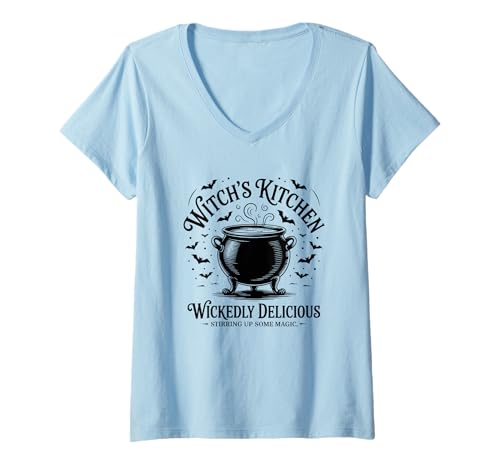 Damen Witch's Kitchen Unglaublich leckere Magie T-Shirt mit V-Ausschnitt Damen Witch's Kitchen Unglaublich leckere Magie T-Shirt mit V-Ausschnitt von Witch's Kitchen Magic Cauldron Stirring