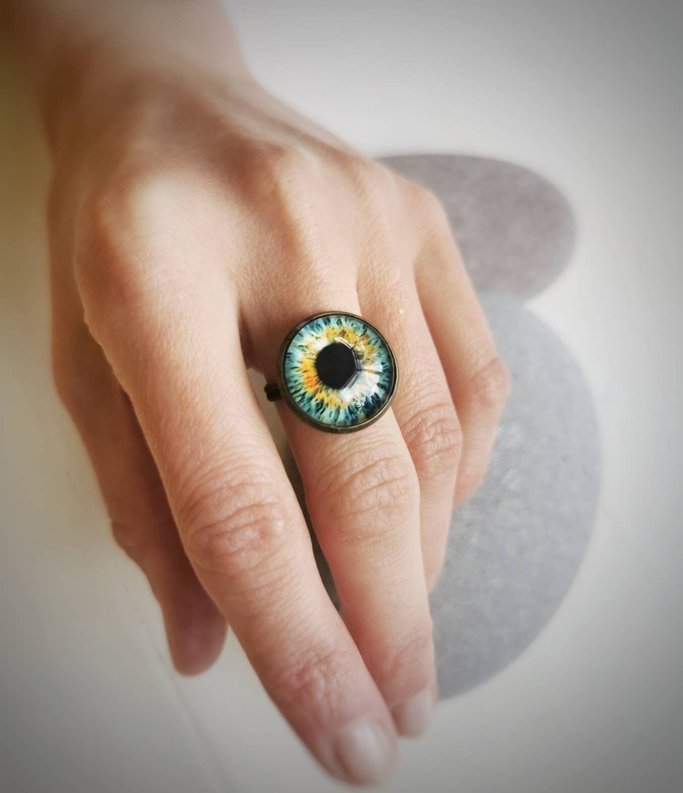 Glasaugenring, Augenring, Evil Eye, Tierauge, Schützender Talisman, Corolful Boho Ring, Schmuck Glasaugenring, Augenring, Evil Eye, Tierauge, Schützender Talisman, Corolful Boho Ring, Schmuck von WitchCart
