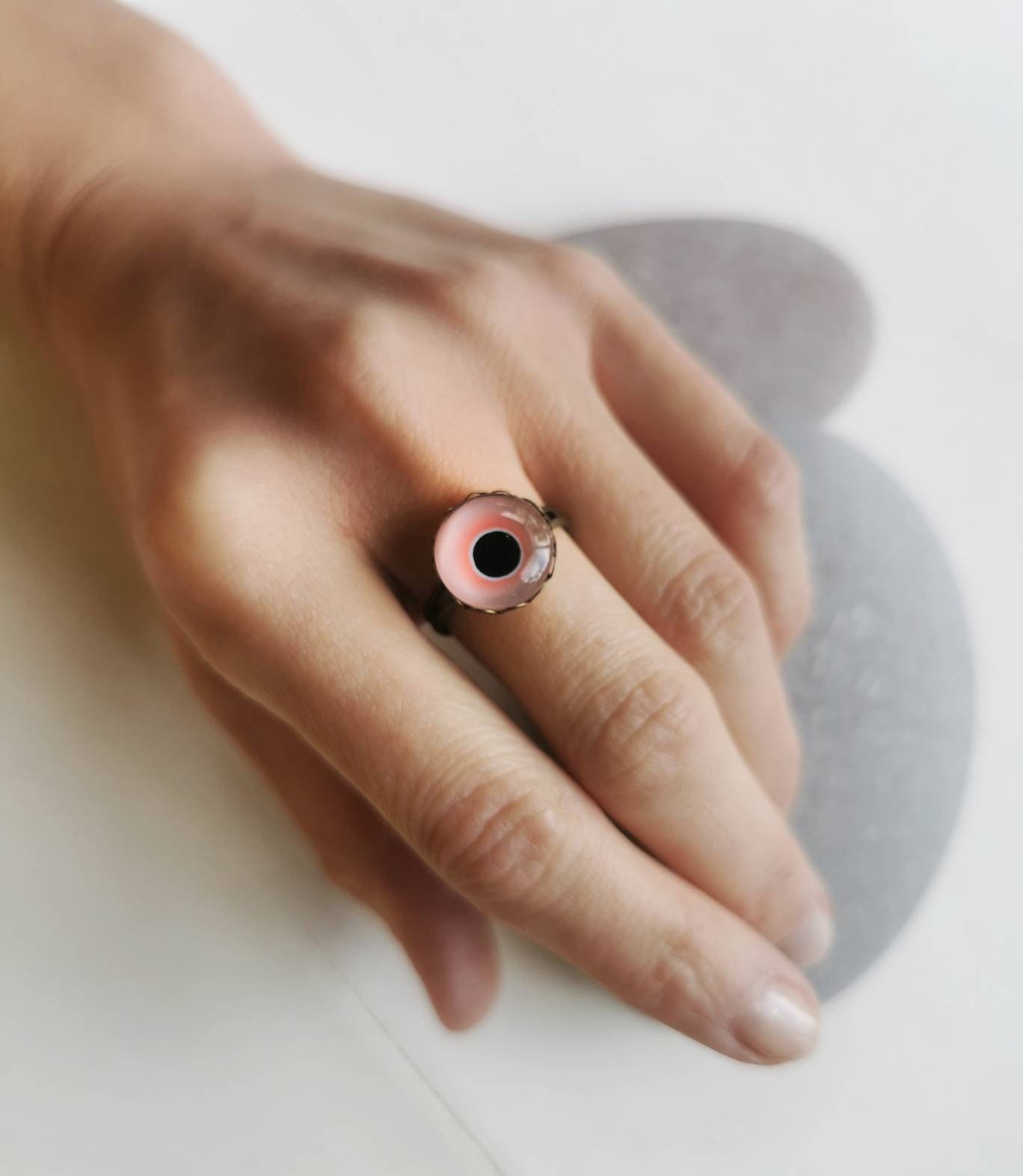 Glasaugenring, Rosa Augenring, Schützender Talisman, Böser Blick, Boho Ring, Schmuck Glasaugenring, Rosa Augenring, Schützender Talisman, Böser Blick, Boho Ring, Schmuck von WitchCart