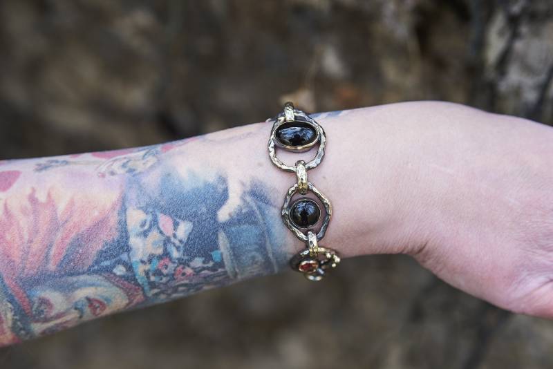 Handgemachtes Gothic Kettenarmband | Umweltfreundliche Bronze & Edelstein Verstellbar Witchy Statement Schmuck Einzigartiges Handwerker Geschenk Für von WitchJewelryShop