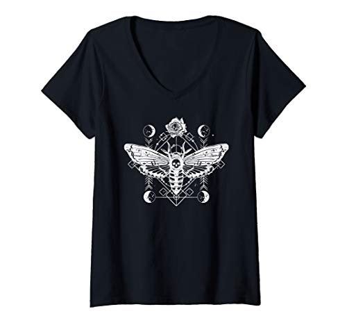 Damen Moon Phases Moth Occult Rose Witchcraft Magic Okkult Gothic T-Shirt mit V-Ausschnitt Damen Moon Phases Moth Occult Rose Witchcraft Magic Okkult Gothic T-Shirt mit V-Ausschnitt von Witchcraft Magic Moon Phases Moth Occult Rose Goth