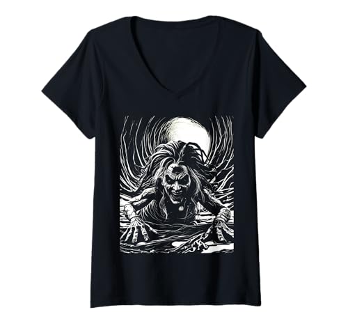 Damen Pagan Hag Halloween Hexe Crone Kostüm Dunkle Feminine Magie T-Shirt mit V-Ausschnitt Damen Pagan Hag Halloween Hexe Crone Kostüm Dunkle Feminine Magie T-Shirt mit V-Ausschnitt von Witchlight Wardrobe