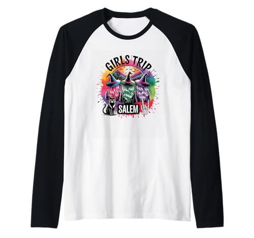 Girls Trip Salem Drei Hexen Katze Skelett Raglan Girls Trip Salem Drei Hexen Katze Skelett Raglan von Witchy Adventures Salem Getaway Graphics