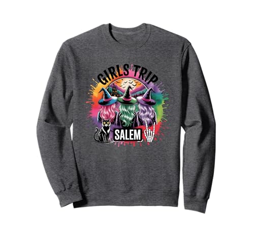 Girls Trip Salem Drei Hexen Katze Skelett Sweatshirt Girls Trip Salem Drei Hexen Katze Skelett Sweatshirt von Witchy Adventures Salem Getaway Graphics