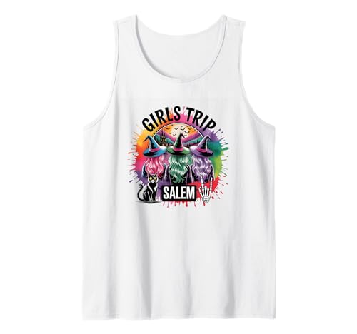 Girls Trip Salem Drei Hexen Katze Skelett Tank Top Girls Trip Salem Drei Hexen Katze Skelett Tank Top von Witchy Adventures Salem Getaway Graphics